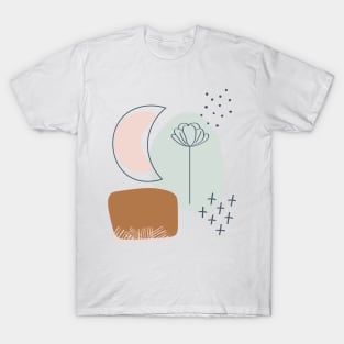 Floral and Moon Boho Pattern T-Shirt